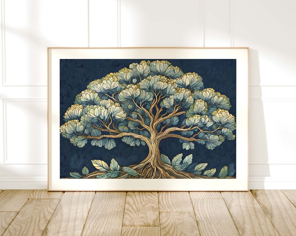 Morris Style Tree Poster, Vintage Forest Wall Art Decor