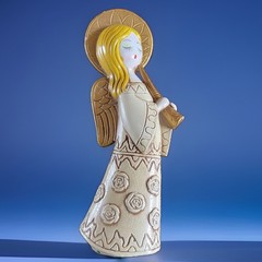 VintageMCM Angel Playing Trumpet Resin Tabletop Figurine Made in Japan 8.5”