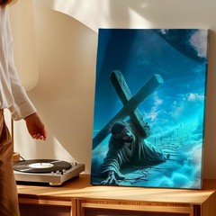 Wall Art Religious Jesus Carrying Cross Crown of Thorns Heavenly Path Print