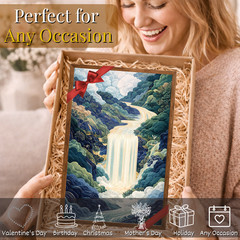 Japanese Waterfall Wall Art Framed 11×17 Asian Landscape Print Zen Nature Decor