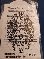 WELCOME Window Decal 4″x6″ OVAL Etched Glass Look Cling Removable & Reusable 37V