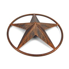 Small Metal Barn Star Wall Decor With Smooth Ring Brushed Copper Finish 6.25 in