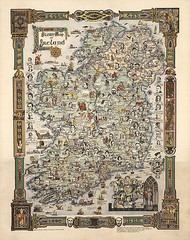 Story Map of Ireland Wall Art Print Historical Portraits Animals Poster Irish