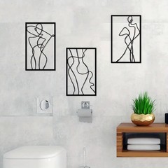 3 PCS Black Metal Woman Abstract Female Wall Art Hanging Decor 15.7×9.8 Inch