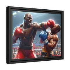 Boxing Knockout First Round Fantasy Art Framed Canvas Print, Retro Art