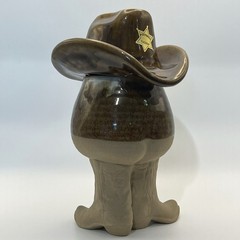 VTG 1981 Five Bridges Art Pottery Cowboy Boot Mug, Hat Vessel Set Western Whimsy