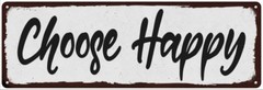 Choose Happy Black on White Shabby Chic Metal Sign Room Decor 106180049044