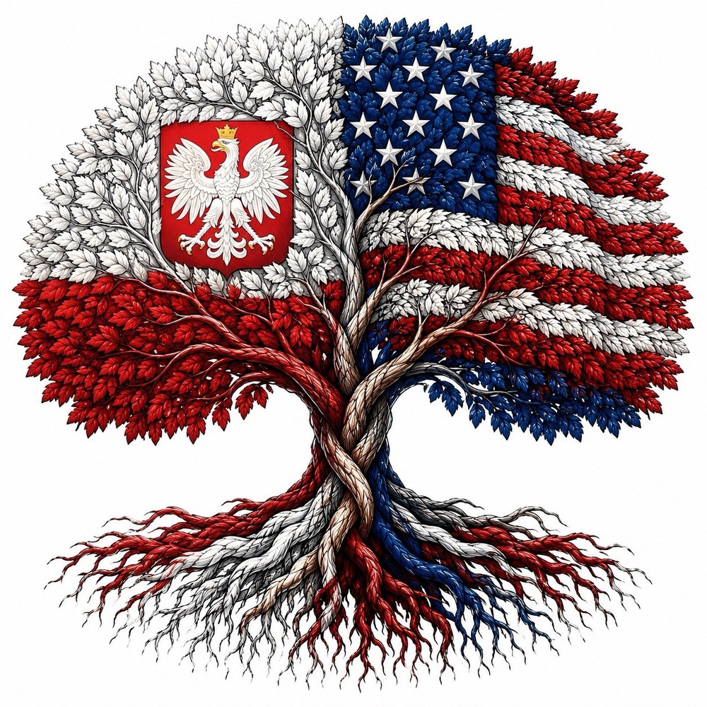 Polish American Heritage Tree 3 Inch UVDTF Decal Hard Hat Sticker Family Roots