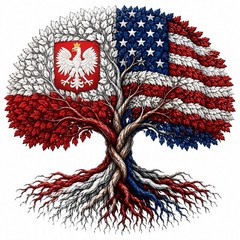 Polish American Heritage Tree 3 Inch UVDTF Decal Hard Hat Sticker Family Roots