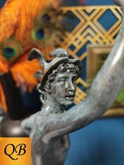 ART DECO BRONZE MERCURY STATUE HERMES SCULPTURE CHATSWORTH HOUSE GREEN FIGURINE