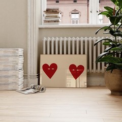 Couple Heart Wall Art Hand Drawn Love Print Romantic Bedroom Decor