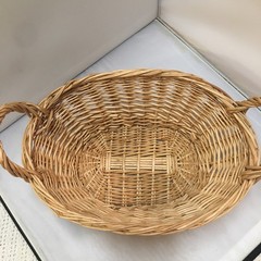 Wicker Basket Home Decor Medium Tan Oval Dual Handle Cottagecore Farmhouse