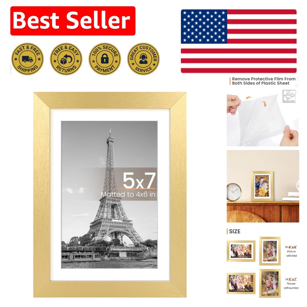 Sturdy Gold 5×7 Frame for Vertical or Horizontal Hanging – Home Decor Must-Have