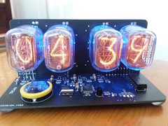 IN-12 Nixie Tubes Clock BLACK PCB WITH BLUE BACKLIGHT