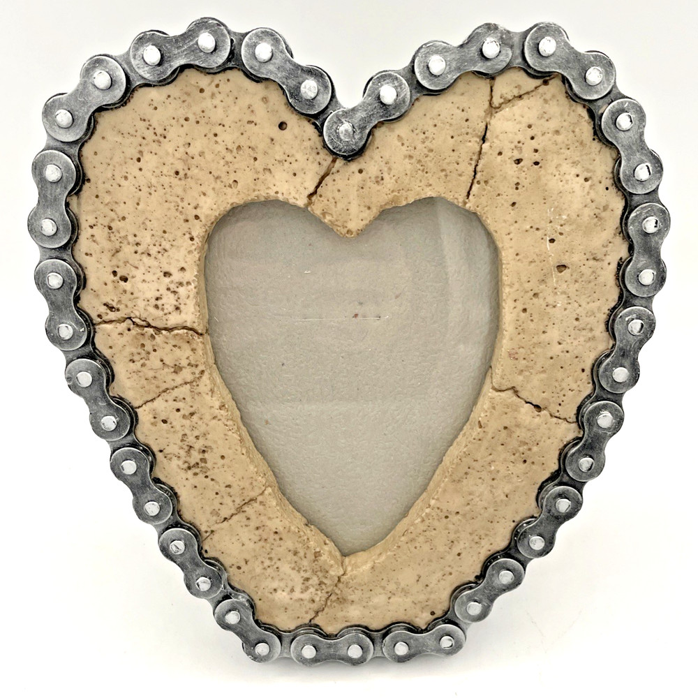 Bicycle Chain Heart Love Picture Frame Wall or Table Resin