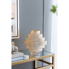 D9.1×9.8″ Tiered Geometric Amber Luster Clear Vase