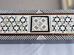 Vintage Egyptian MOTHER OF PEARL Mosaic Inlay MIRROR Handmade Arabesque, 13×16″