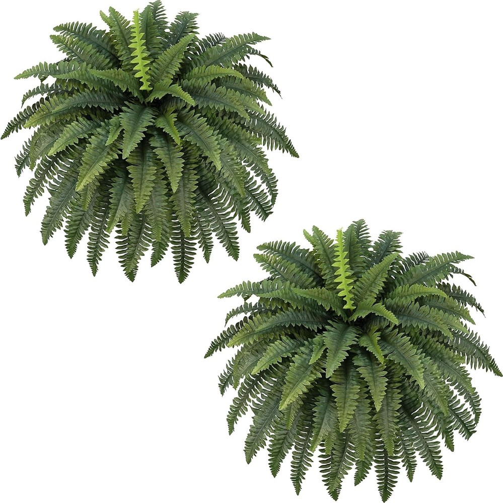 Open Box 42in Artificial Boston Fern Bush Plants 2 Bundles 65 Fronds Faux Decor