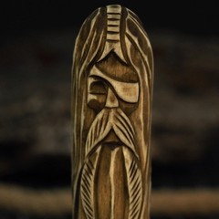 Wooden Odin Figurine Hand Carved Norse Viking God Altar Decor Birthday Gift 15cm