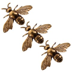 3x Retro Brass Bee Statue Home Desktop Decoration Small Brass Bee-shape Figurine