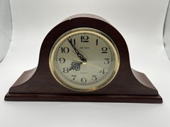 Seiko Quartz Traditional Brown Wood Mantel Clock QQP294B Crowned Top Arabic