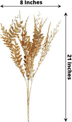 2 Gold 21 in Artificial Fern Leaf Branches Metallic Faux Greenery Stems Party Ce