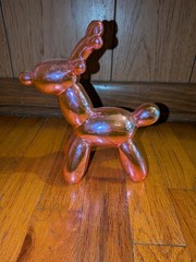 Pink Balloon Reindeer Figurine Sculpture, Free Standing Decor for Kids & Adults