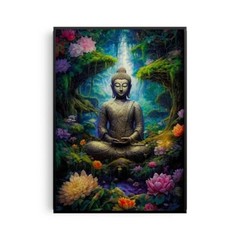 Stone Ancient Buddha Meditation Wall Art | Serene Landscape Canvas Print | Zen H