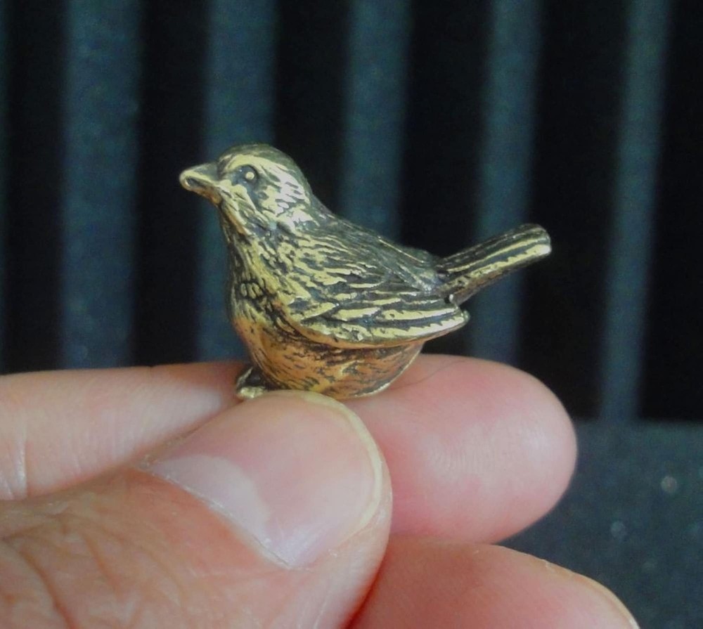 Vintage Style Solid Brass Copper Mini Sparrow Bird Statue Sculpture