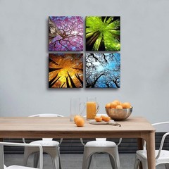 Elegant 4-Panel Four Seasons Tree Canvas Art – Nature Wall Decor 12x12in