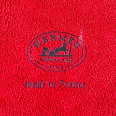 Hermes Paris Mini Change Tray Ashtray Porcelain Red Attelage 8 x 8 cm Set of 2