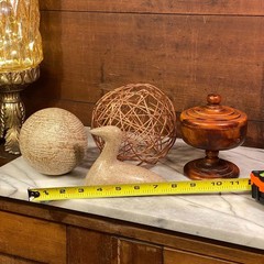 Home Decor Bundle 7pc Ceramic Wood Stone Metal Glass Accents Beige Green