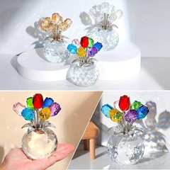 Crystal Gemstone Rose Flower Colourful Rose Bouquet Eternal Ornament Gift