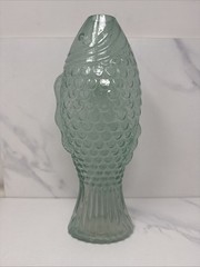 Green/Blue Fish Vase Place & Time Spring & Summer Indoor Vase 11” Recycled Glass