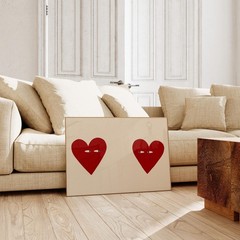 Couple Heart Wall Art Hand Drawn Love Print Romantic Bedroom Decor