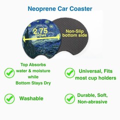 2 Pcs BRAZIL Car Cup Holder Coaster Soft & Washable Non-Slip Neoprene Rubber