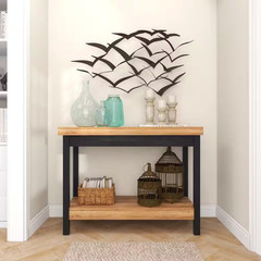 47 In. X 26 In. Metal Black Sleek Flying Flock of Bird Wall Decor