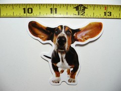 BASSET HOUND FLYING EARS FUNNY SMALL STICKER DECAL CUT PET DOG PUPPY FUN