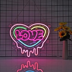 hColor-Changing LED Heart Neon Sign – Romantic Multicolor Room & Christmas Decor