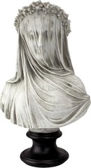 Veiled Maiden Bust Statue, 9″ White Resin