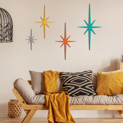 4 Pcs Cast Iron Starburst Wall Decor Mid Century Modern Decor Retro 8 Pointed At