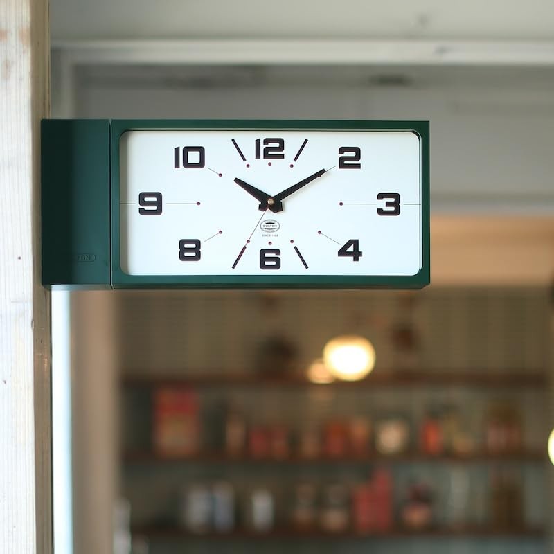 DULTON Double Face Rectangle Wall Clock H21-0362 Dark Green Two-Sided Square