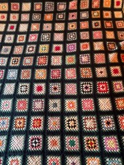Vintage Afghan Throw Crochet Granny Squares Handmade Multi Colors 65” by 85”