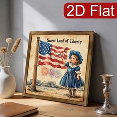 Vintage Patriotic Wall Art «Sweet Land of Liberty» Framed 4th of July Home Decor