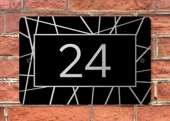 Customized Home Address Plaque Metal 12″ x 8″ Gold or Silver Number House Sign