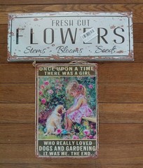 Womens Rustic Garden And Flowers Decorative Metal Sign Set Of 2