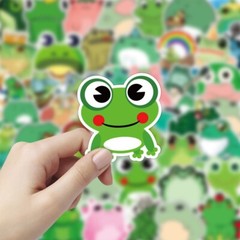 100Pcs Frog Cartoon Sticker for Adults Teens Girls Scrapbooking Water Bottles