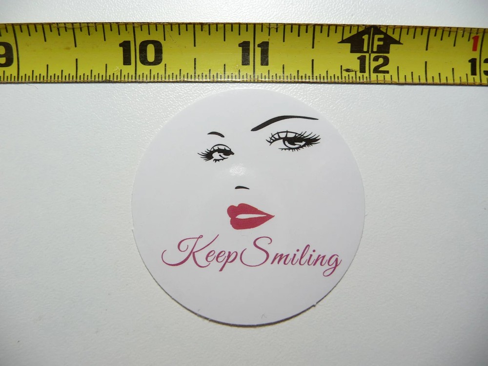 WOMAN LADY KEEP SMILING POSITIVE SMALL STICKER DECAL MOTIVATIONAL MOTIVATE