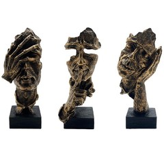 3pcs Thinker Statuesilence Is Gold Abstract Art Figurineno Hear No See No Speak