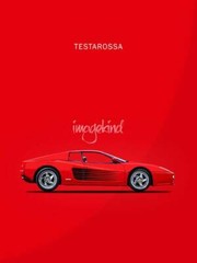 Poster – Classic Ferrari Testarossa, Minimalist Modern Red – 4 Sizes